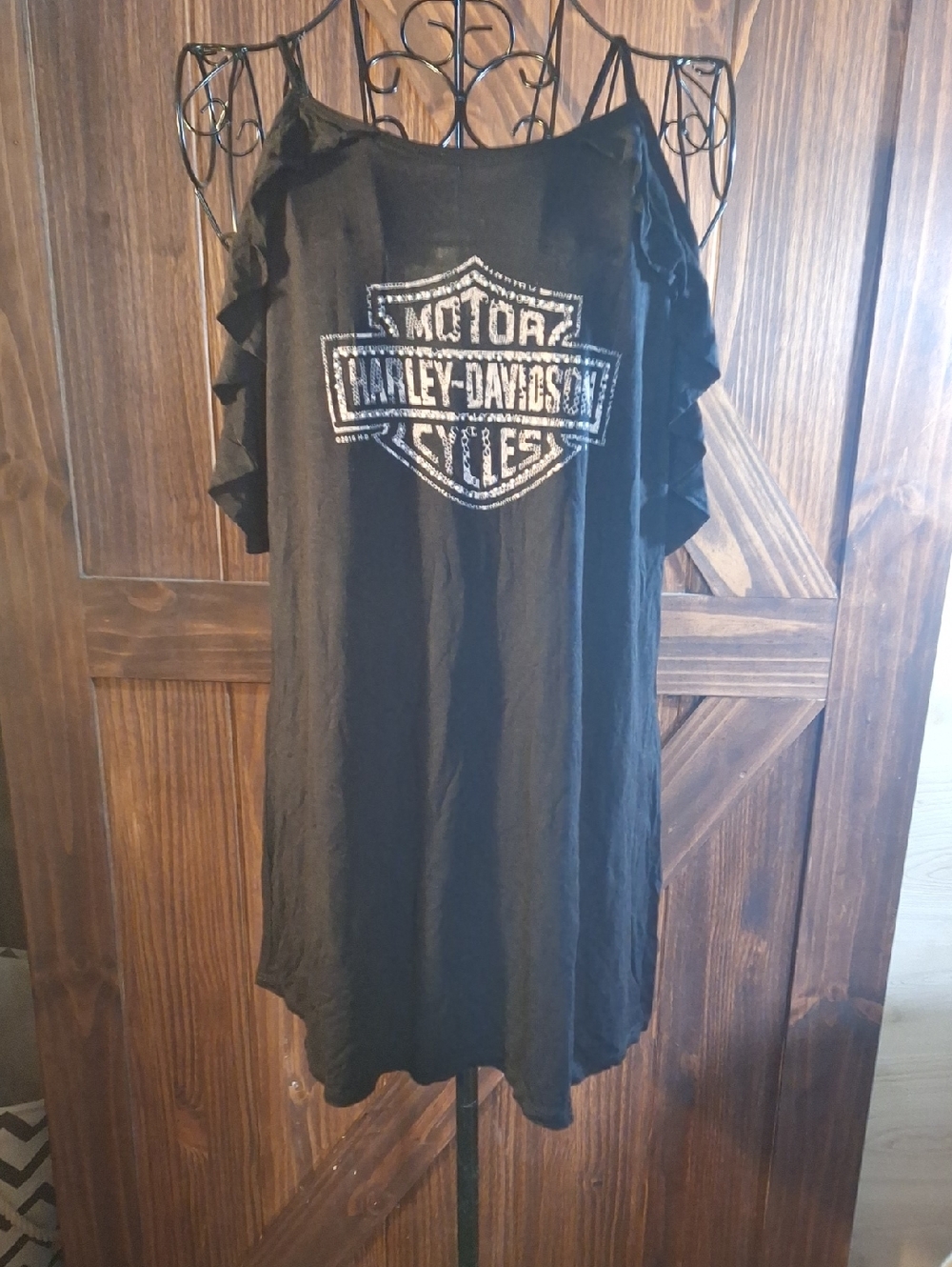NWT Harley-Davidson Black Cold-Shoulder Spaghetti Strap Tee